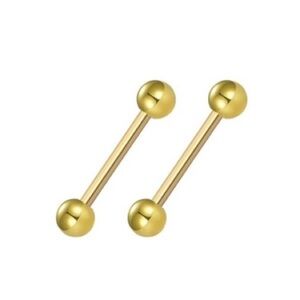 Stainless Steel Yellow Gold Straight Barbell Jewelry with Balls